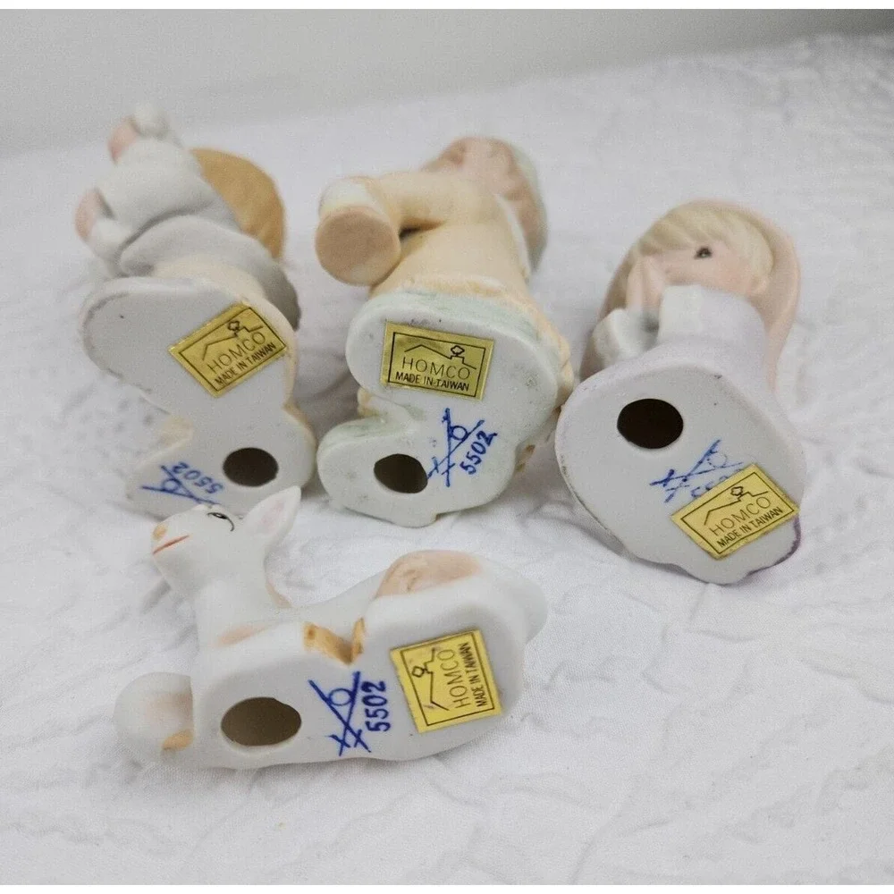 Homco Nativity 5‎ Figurines Mary Baby Lamb Jesus Porcelain Holiday Christmas